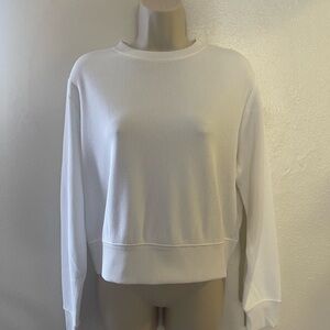 White Ribbed Long Sleeve Top